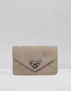 Carvela Clutch Bag With Jewel Embellishment - Gray