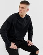 Asos Design Oversized Long Sleeve T-shirt With Crew Neck In Black - Black