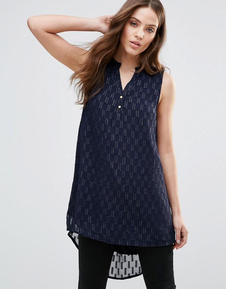 Vila Long Line Sleeveless Blouse - Beige