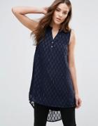 Vila Long Line Sleeveless Blouse - Beige