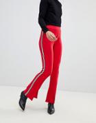Asos Design Skinny Flared Pants With Side Stripe-black