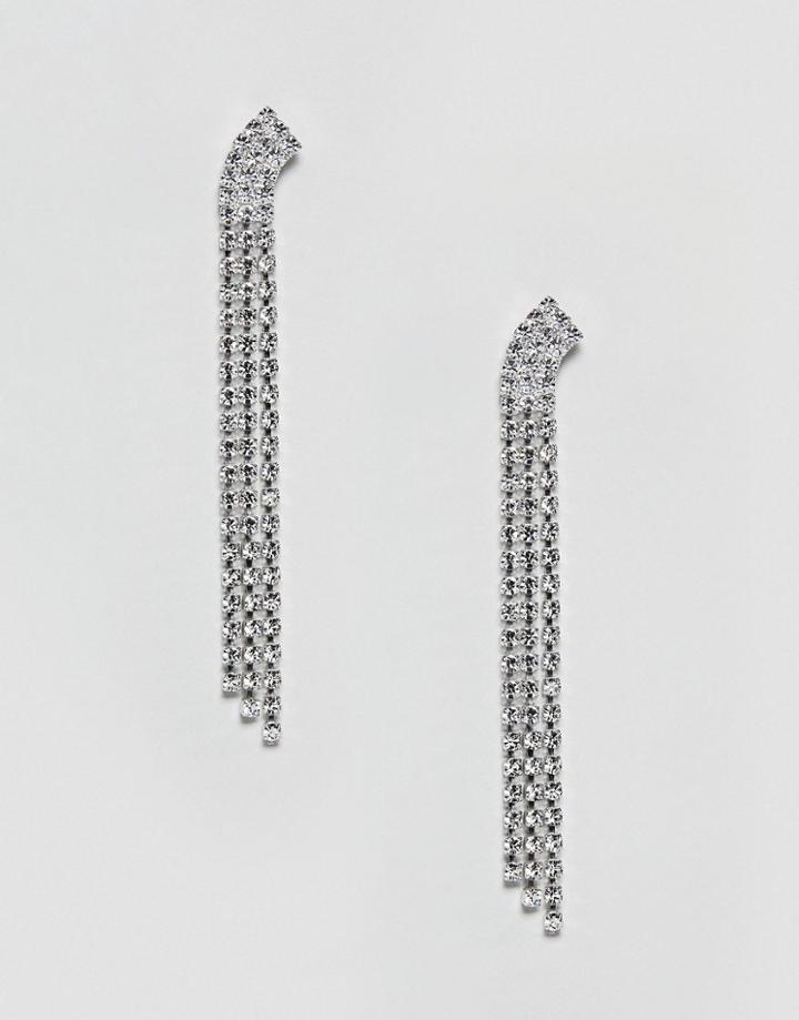 Krystal London Swarovski Crystal 3 Row Dangling Earrings - Clear