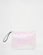 Story Of Lola Sequin Mermaid Sequin Clutch Bag - White