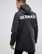D-struct Water Resistant Festival Jacket With Hood And Back Print - Black