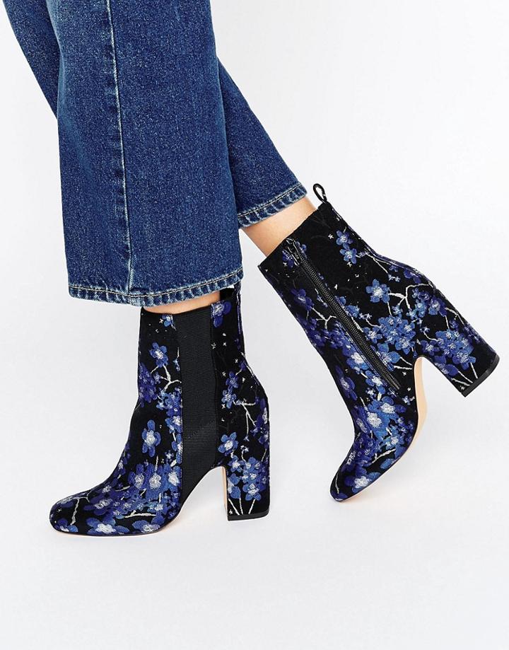 Asos Ezra Jacquard High Ankle Boots - Gold
