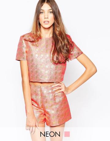 Lashes Of London Shell Top In Jacquard Print