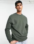 Topman Half Zip Sweatshirt In Khaki - Part Of A Set-green