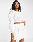Topshop Broderie Mini Skirt In White - Part Of A Set