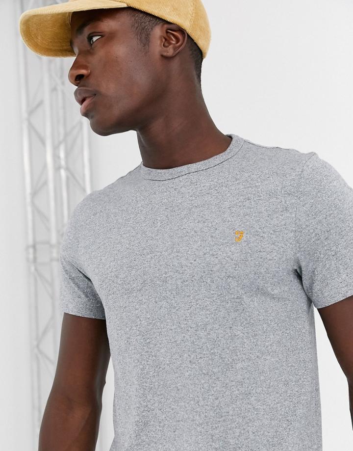 Farah Dennis Slim Fit Logo T-shirt In Gray Marl-grey