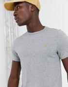 Farah Dennis Slim Fit Logo T-shirt In Gray Marl-grey