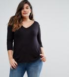 Asos Curve Slouchy Tunic With Long Sleeves - Black