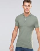 Asos Extreme Muscle Jersey Polo In Green - Green