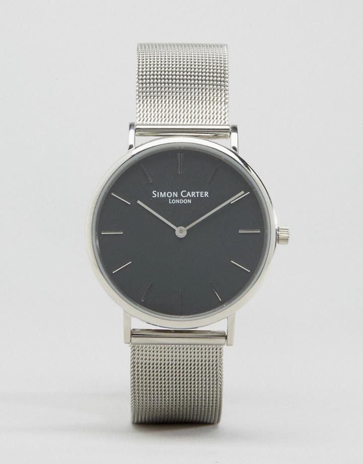 Simon Carter Mesh Strap Watch In Silver - Silver