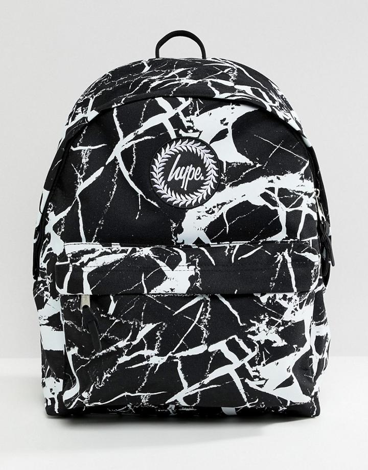 Hype Backpack In Marble Print - Black