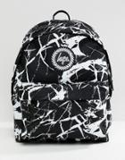 Hype Backpack In Marble Print - Black
