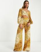 Asos Design Soft Wide Leg Pant In Paisley Floral - Part Of A Set-multi