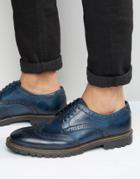 Base London Trench Leather Derby Brogue Shoes - Navy