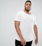 Jack & Jones Essentials Plus Size Longline T-shirt With Raw Neck - White