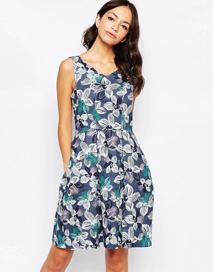 Closet Floral V-neck Skater Dress - Multi