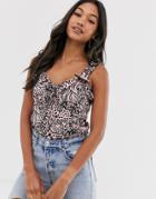 River Island Frill Neck Cami Top In Pink