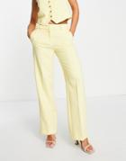 Selected Femme Tailored Suit Wide Leg Pants In Pastel Yellow