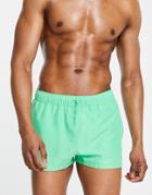 Asos Design Swim Shorts With Toggles In Green Super Short Length