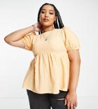 Neon Rose Plus Tie Back Smock Top In Textured Apricot-orange