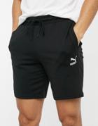 Puma Logo Jersey Shorts In Black