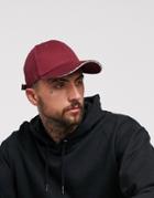 Asos Design Baseball Cap In Burgundy With 'relax' Sandwich Peak - Red