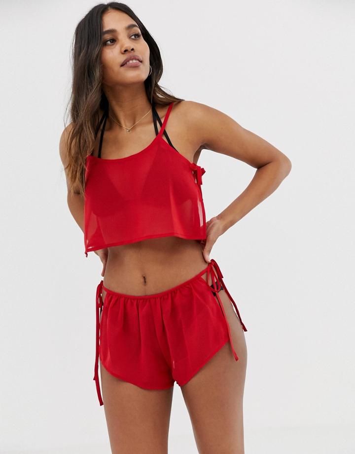 Candypants Tie Side Beach Two-piece In Red - Red
