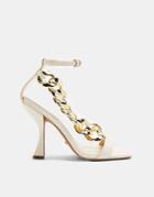Topshop Chain Detail Sandals In Ecru-white