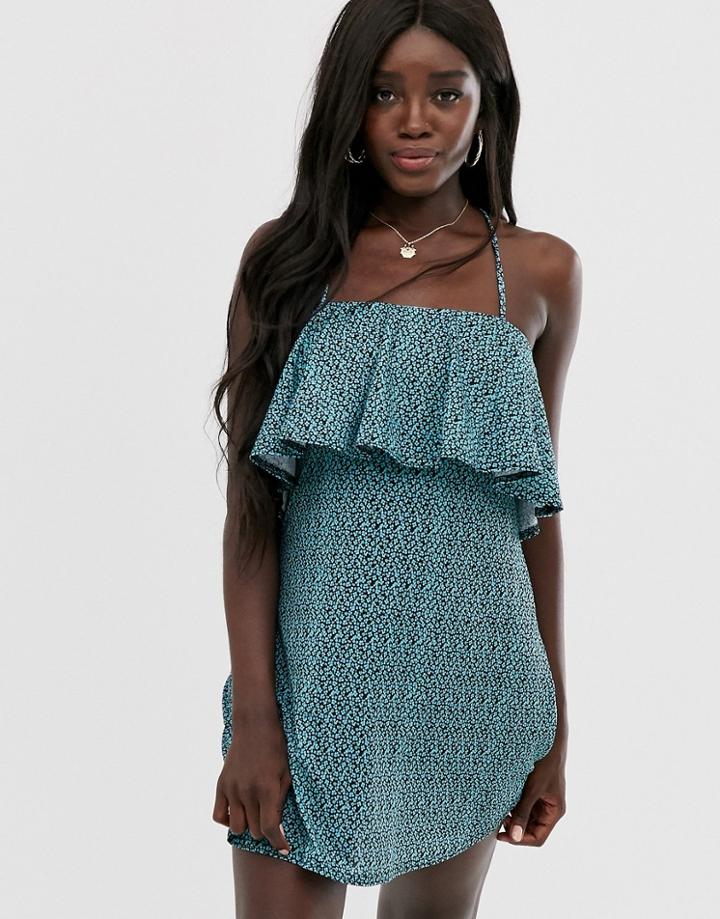 Asos Design Ditsy Print Sundress With Tie Back Detail-multi