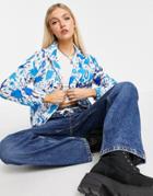Love Moschino Allover Splash Print Hooded Jacket In White-blues