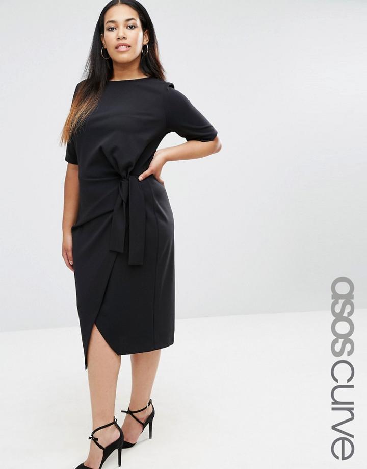 Asos Curve Knot Front Dress - Black