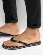 Brave Soul Flip Flops Mini Skull Print - Black