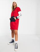Tommy Jeans Color Block Hoodie Dress In Red