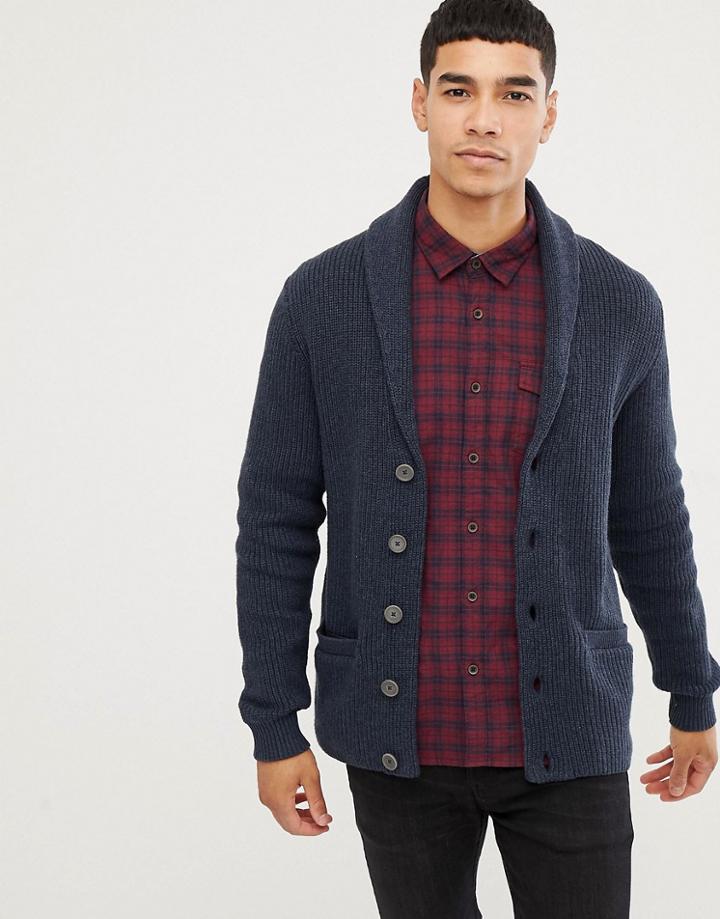 Esprit Shawl Collar Chunky Cardigan - Navy