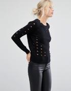 Shae Sophie Perforated Sweater - Black