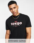 Asos Design T-shirt In Black With Tokyo Chest City Print