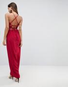 Asos Tie Back Maxi Dress - Red