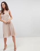 Elise Ryan Midi Dress With Lace Detail - Brown