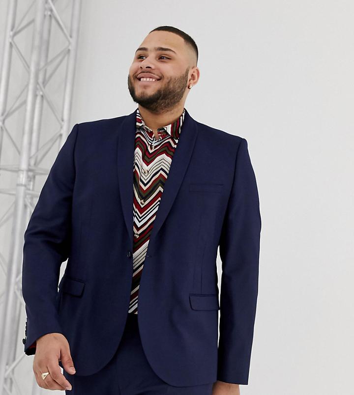 Twisted Tailor Plus Suit Jacket In Navy - Navy