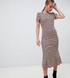 Asos Design Petite City Maxi Dress In Stripe Rib - Multi