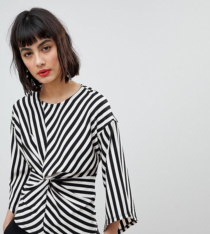 River Island Stripe Knot Front Blouse - Multi