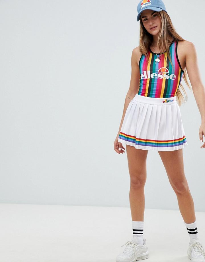 Ellesse Tennis Skirt With Rainbow Pleats - White