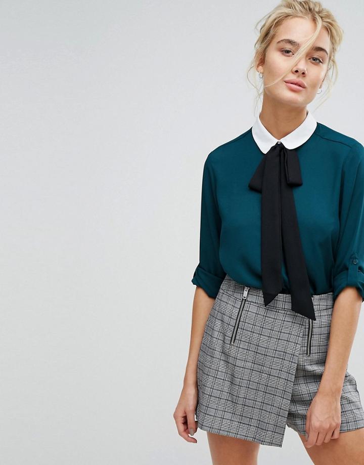 Stradivarius Tie Neck Blouse - Green