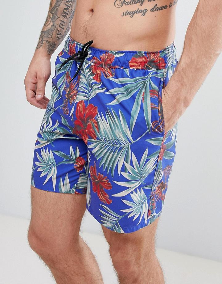 Asos Swim Shorts In Floral Print In Mid Length - Multi