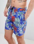 Asos Swim Shorts In Floral Print In Mid Length - Multi