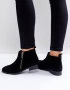 Miss Kg Spitfire Suede Zip Flat Ankle Boots - Black