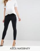 Asos Maternity Ridley Skinny Jean In Washed Black With Under The Bump Waistband - Black